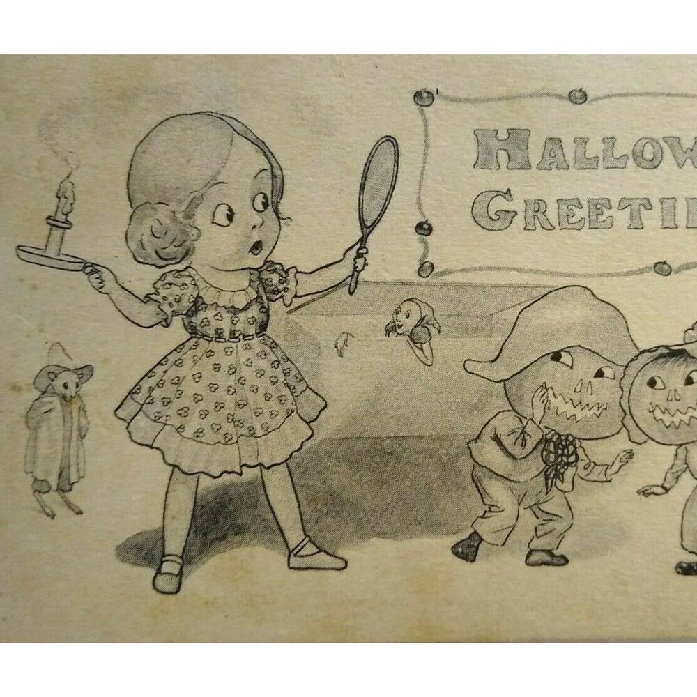 Halloween Postcard Goblins Mouse Fireman Barton Spooner S 601 Boonville Indiana